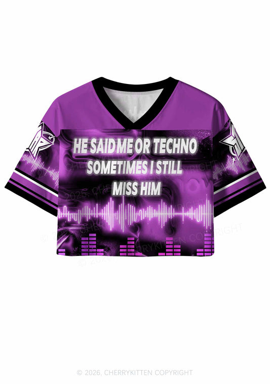 Me Or Techno Y2K Crop Sport Jersey Shirts Cherrykitten