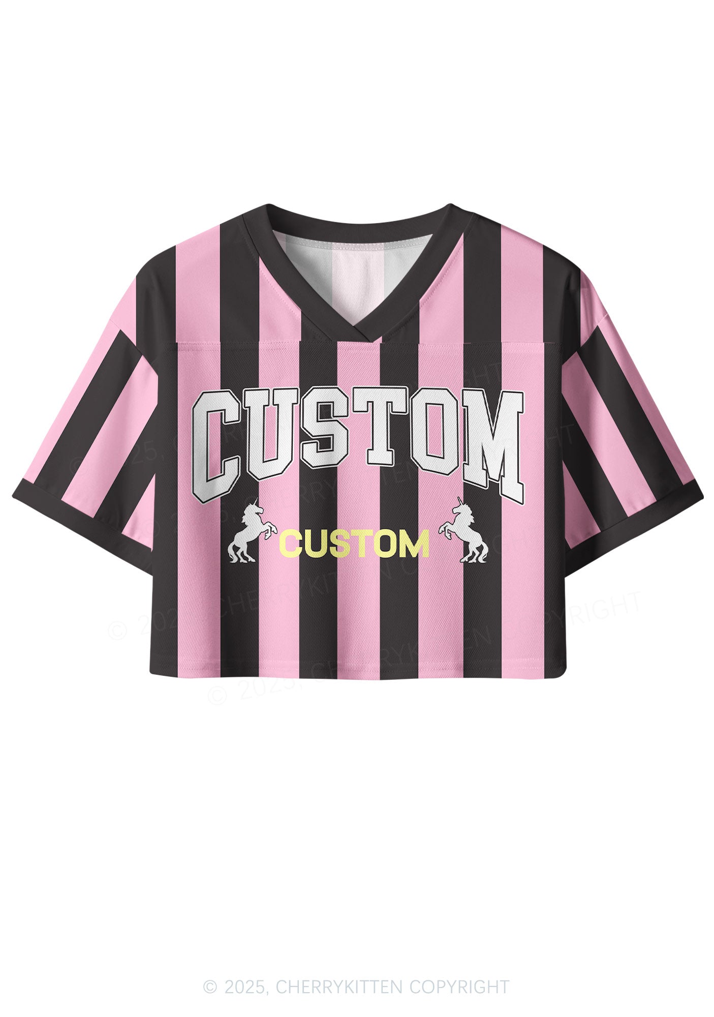 Custom Team Stripe Y2K Crop Sport Jersey Shirts Cherrykitten