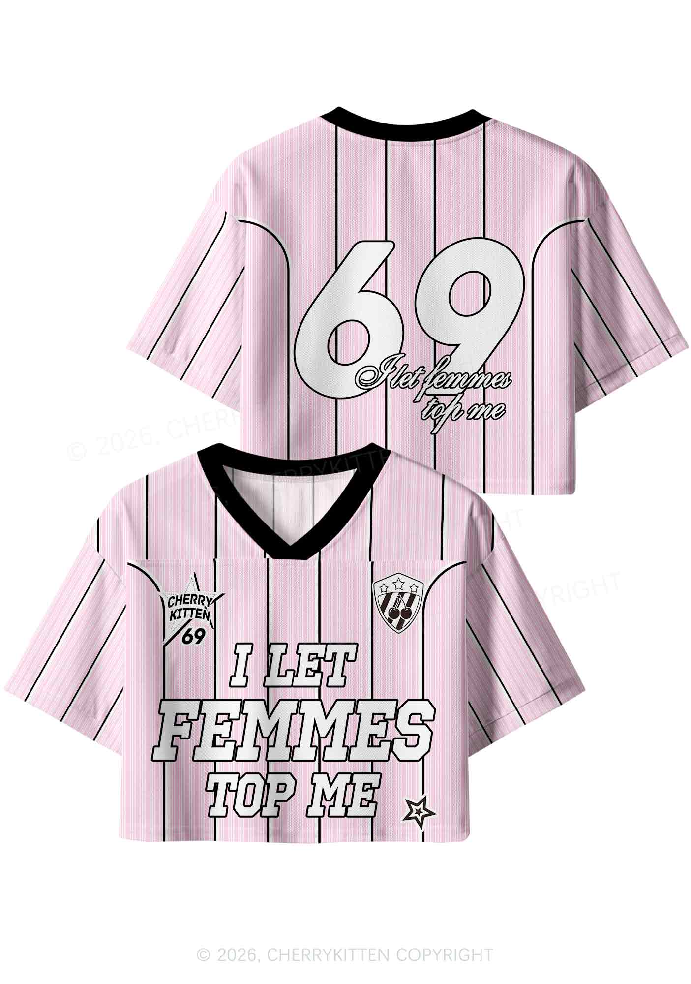 I Let Femmes Top Me Pride Y2K Crop Sport Jersey Shirts Cherrykitten