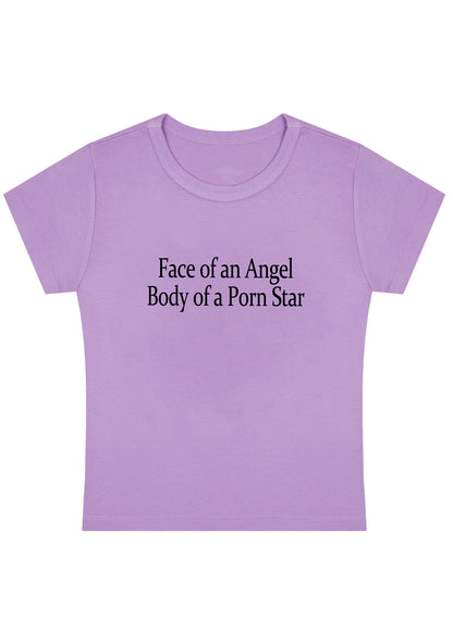 Face Of An Angel Body Of A Pxrn Star Y2K Baby Tee