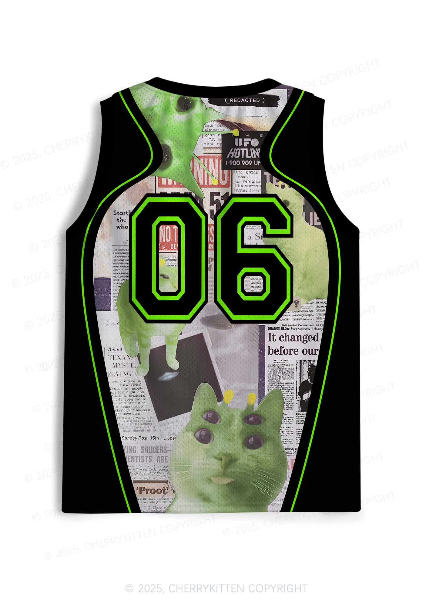 Custom Green Alien Kitten Y2K Sport Jersey Tank Cherrykitten
