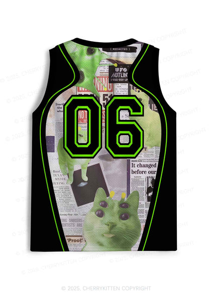 Custom Green Alien Kitten Y2K Sport Jersey Tank Cherrykitten