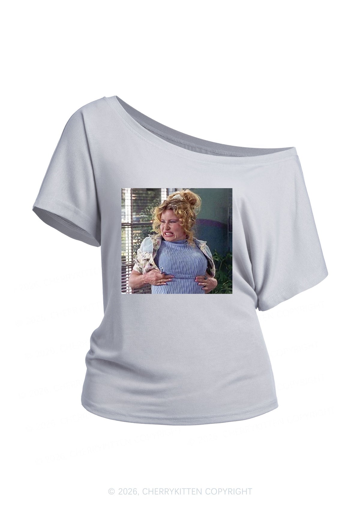 Huge Bxxb Blonde Y2K Off Shoulder Tee Cherrykitten
