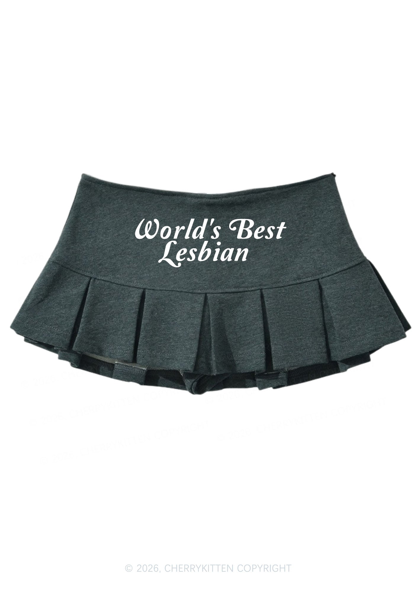 Worlds Best Lesbian Pride Y2K Mini Pleated Skirts Cherrykitten