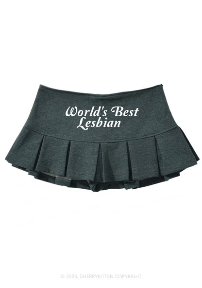 Worlds Best Lesbian Pride Y2K Mini Pleated Skirts Cherrykitten