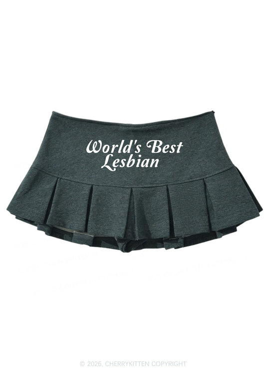 Worlds Best Lesbian Pride Y2K Mini Pleated Skirts Cherrykitten