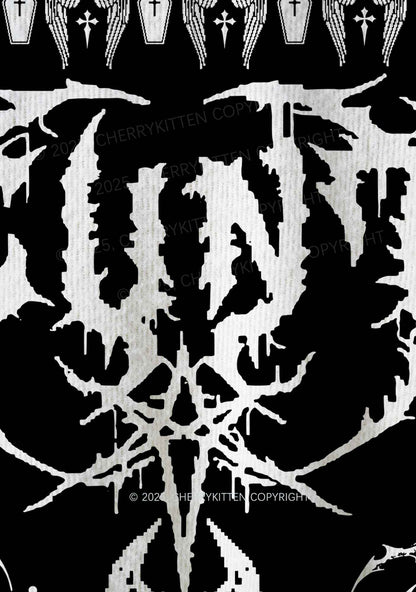 Black Punk Cxxt Y2K Christmas Knit Sweatshirt Cherrykitten