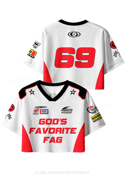 Red Gods Favorite Fag Pride Y2K Crop Sport Jersey Shirts Cherrykitten