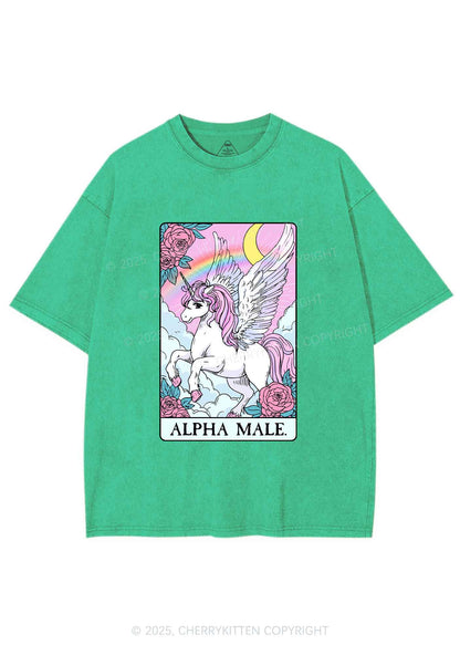 Rose Unicorn Alpha Male Y2K Shirts Washed Tee Cherrykitten