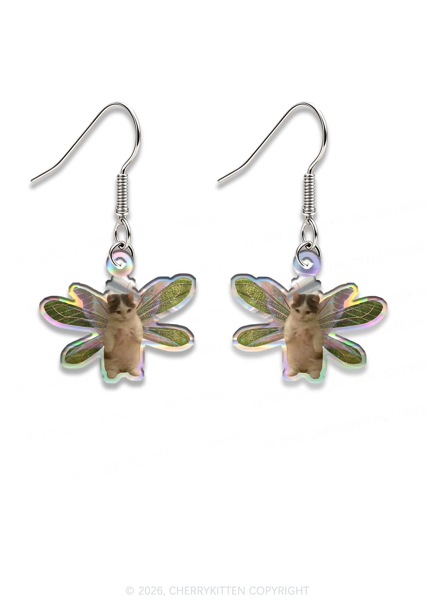 Fairycat Wings Y2K Acrylic Earrings Cherrykitten