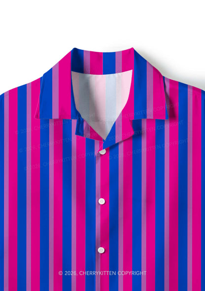 Bisexual Flag Pride Y2K Print Hawaiian Shirt Cherrykitten