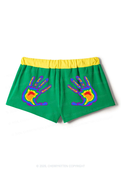 Pride Thermal Hands Y2K Drawstring Mini Shorts Cherrykitten