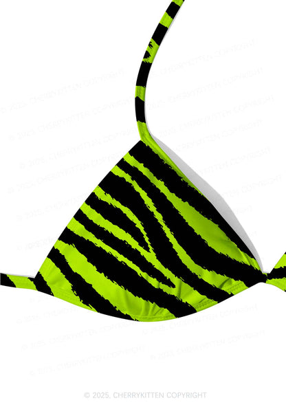 Green Zebra Y2K Print Bikini Set Cherrykitten