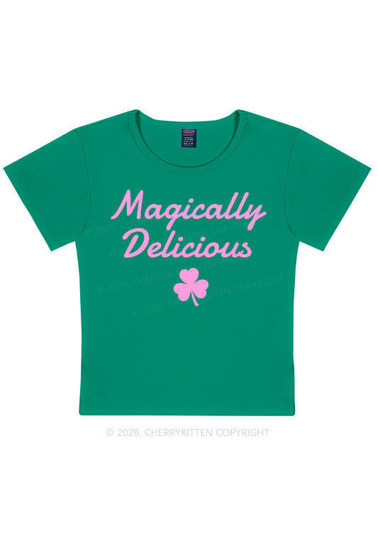 Magically Delicious Shamrock St Patricks Y2K Baby Tee Cherrykitten