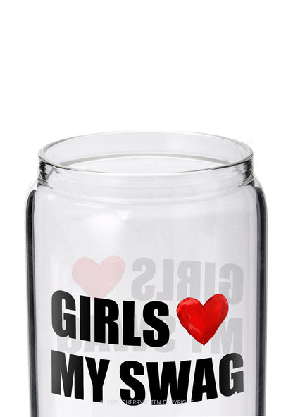 Girls Love My Swag Pride Y2K Printed Glass Cup Cherrykitten