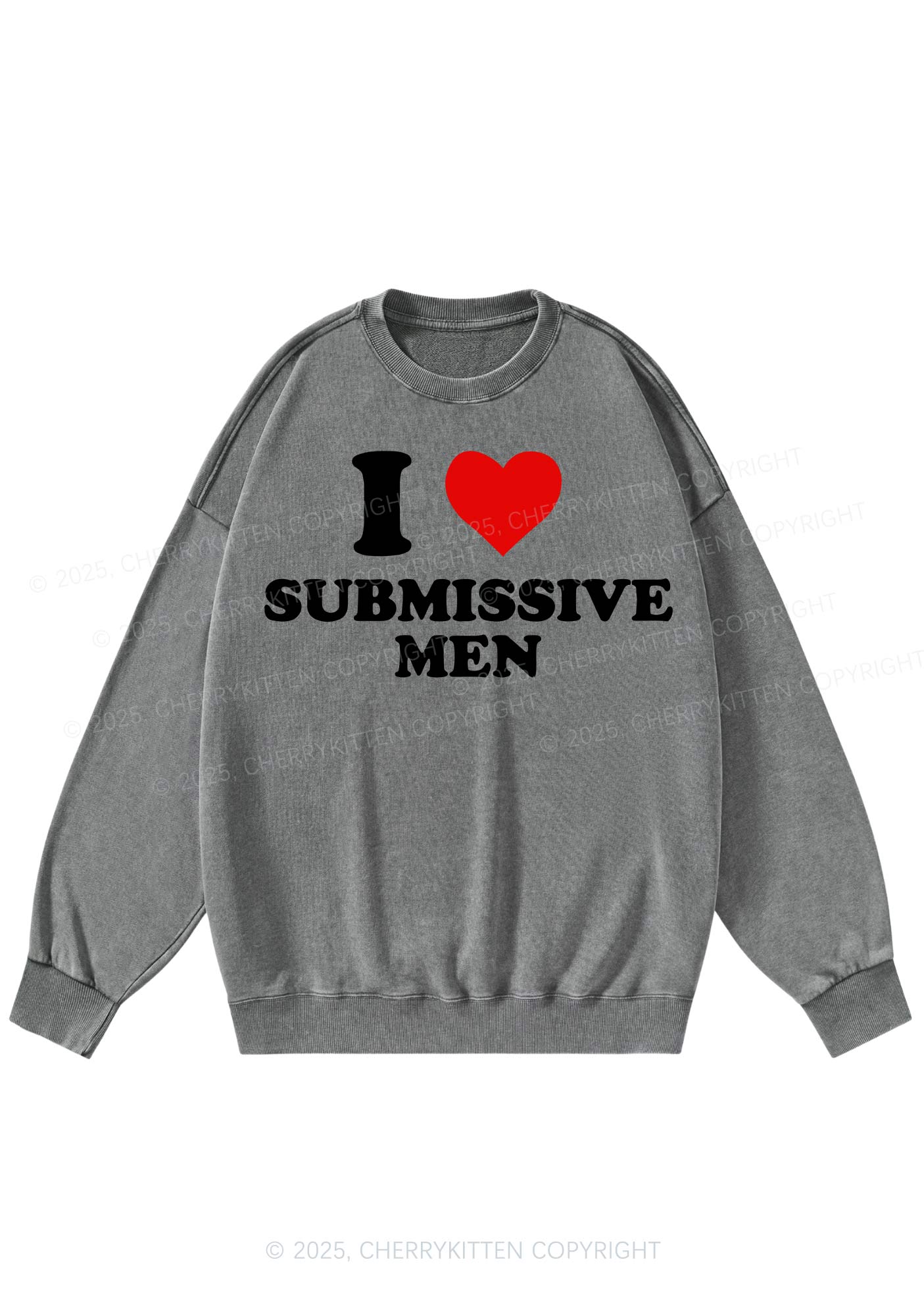 I Love S Men Y2K Washed Sweatshirts Cherrykitten