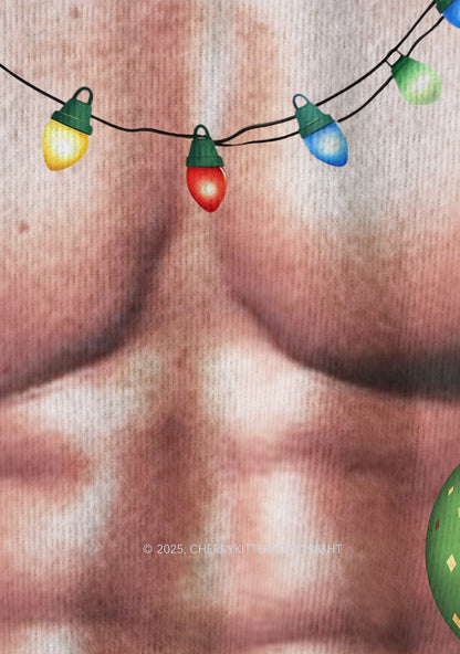 Light Muscle Santa Y2K Christmas Knit Sweatshirt Cherrykitten