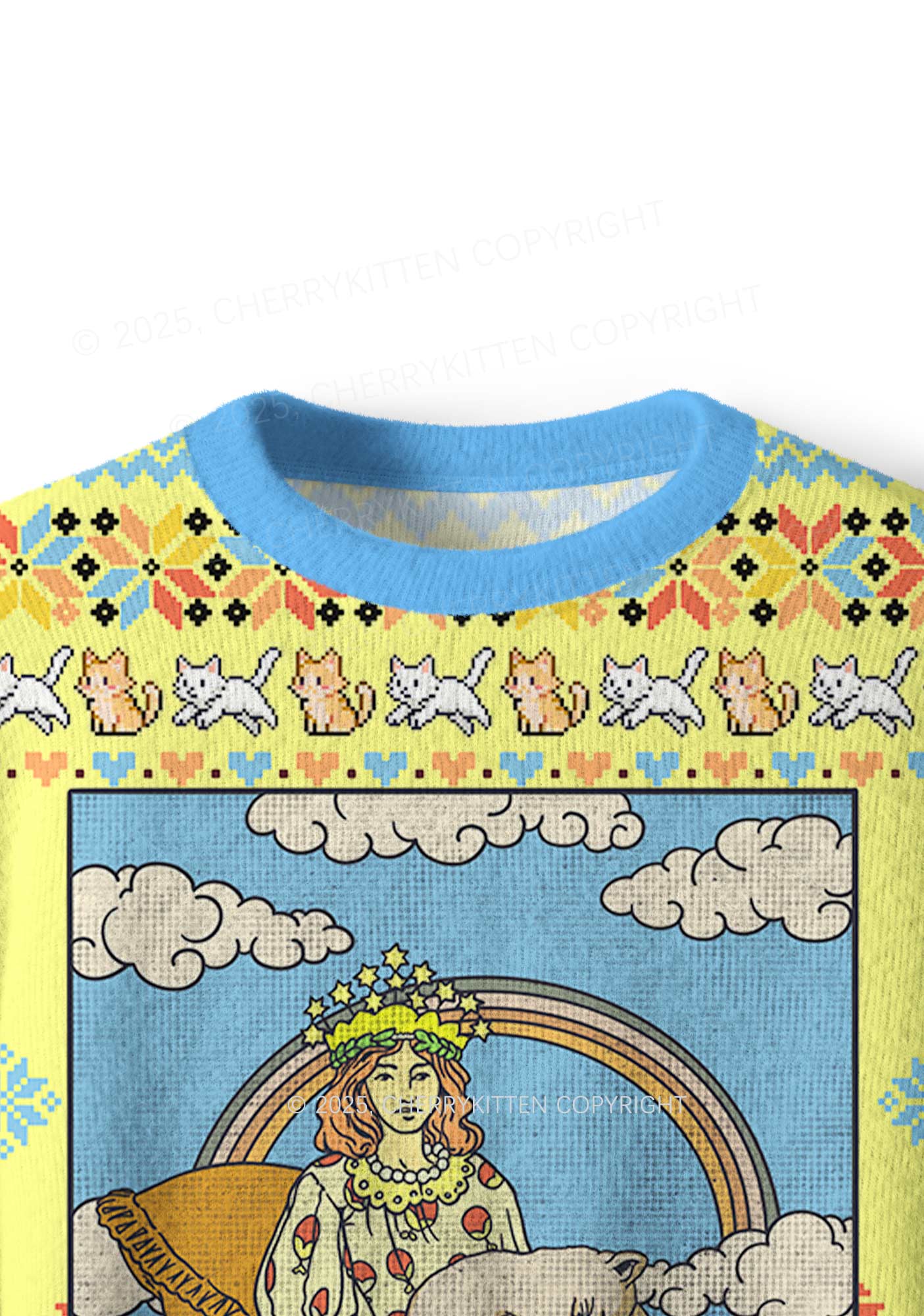 The Cat Lady Y2K Christmas Knit Sweatshirt Cherrykitten