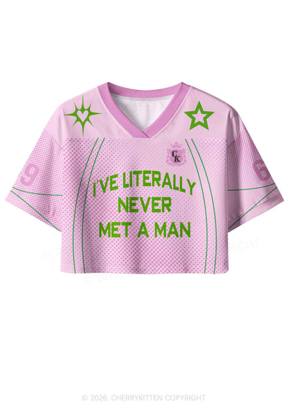 Never Met A Man Pride Y2K Crop Sport Jersey Shirts Cherrykitten