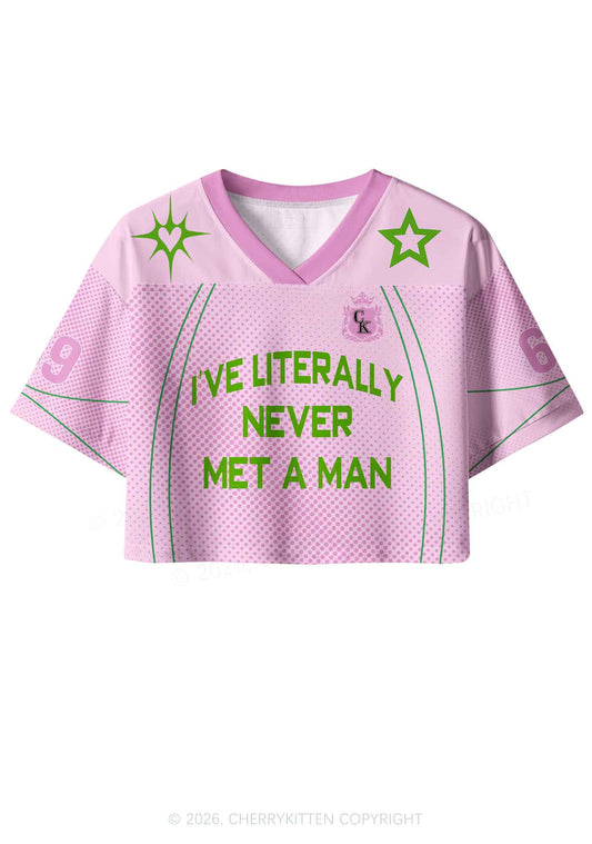 Never Met A Man Pride Y2K Crop Sport Jersey Shirts Cherrykitten