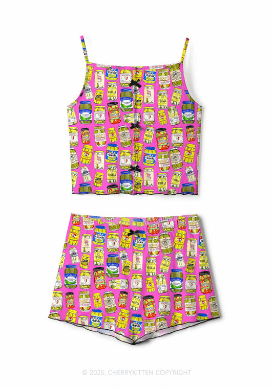 Christmas Pickle Y2K Print Cami Shorts Pajama Set Cherrykitten