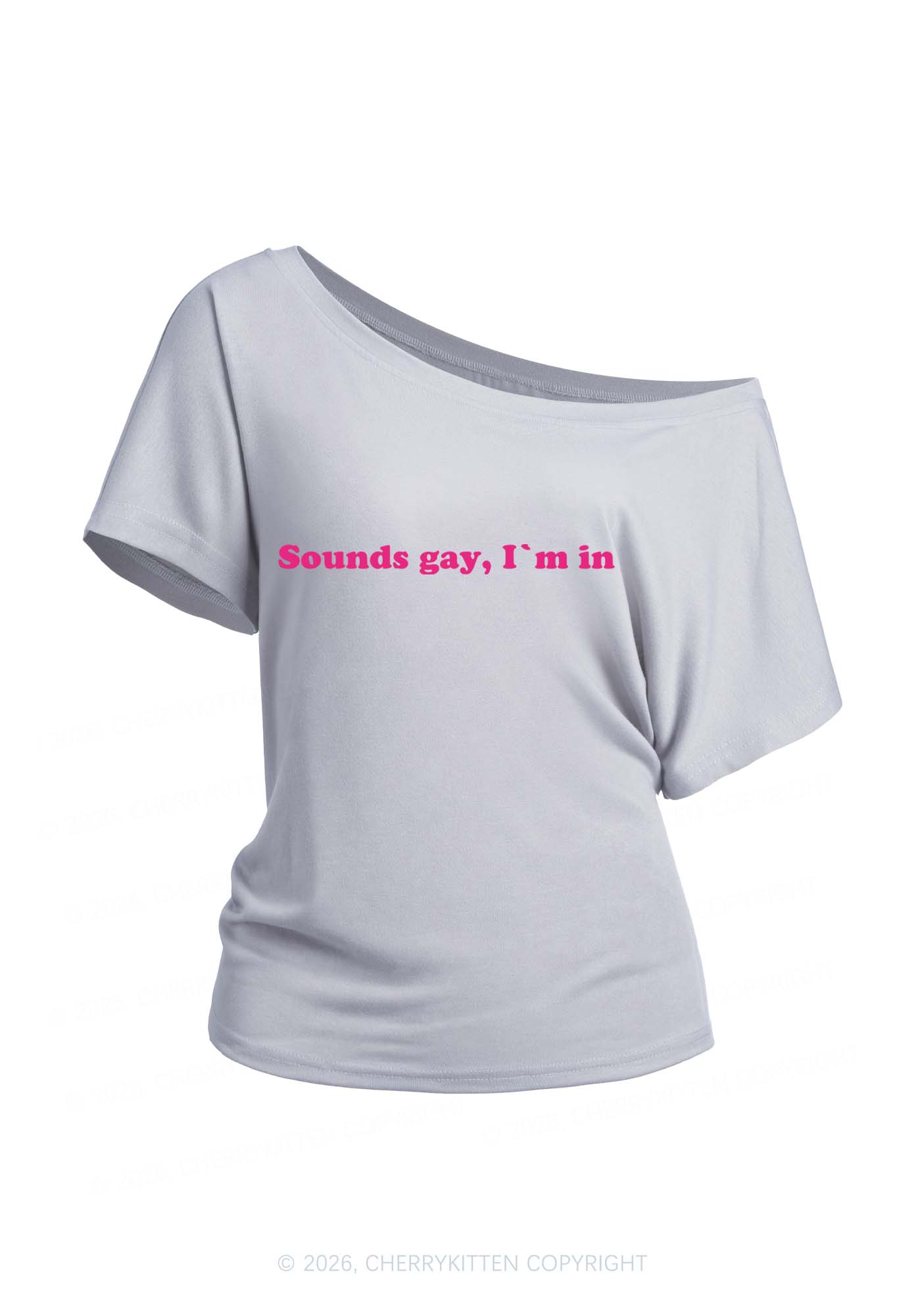 Sounds Gay Pride Y2K Off Shoulder Tee Cherrykitten