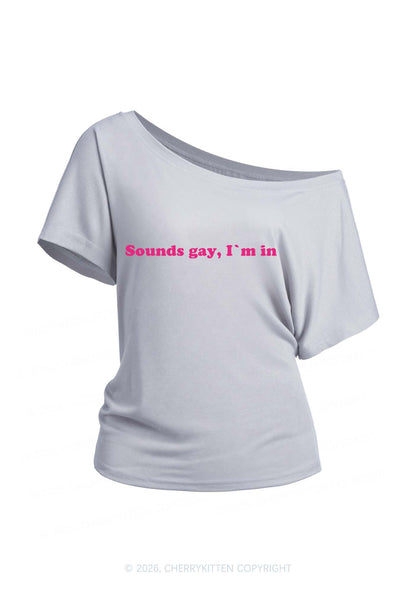 Sounds Gay Pride Y2K Off Shoulder Tee Cherrykitten