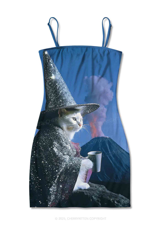 Magic Cat Y2K Print Slip Dress Cherrykitten