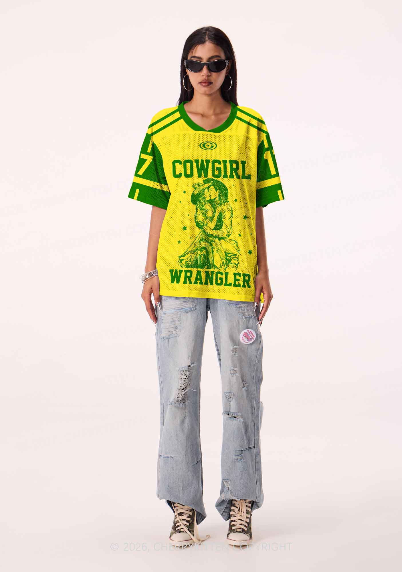 Yellow Cowgirl Wrangler Pride Y2K Sport Jersey Shirts Cherrykitten