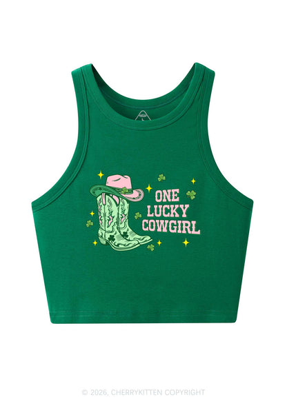 One Lucky Cowgirl Boots St Patricks Y2K Crop Tank Top Cherrykitten