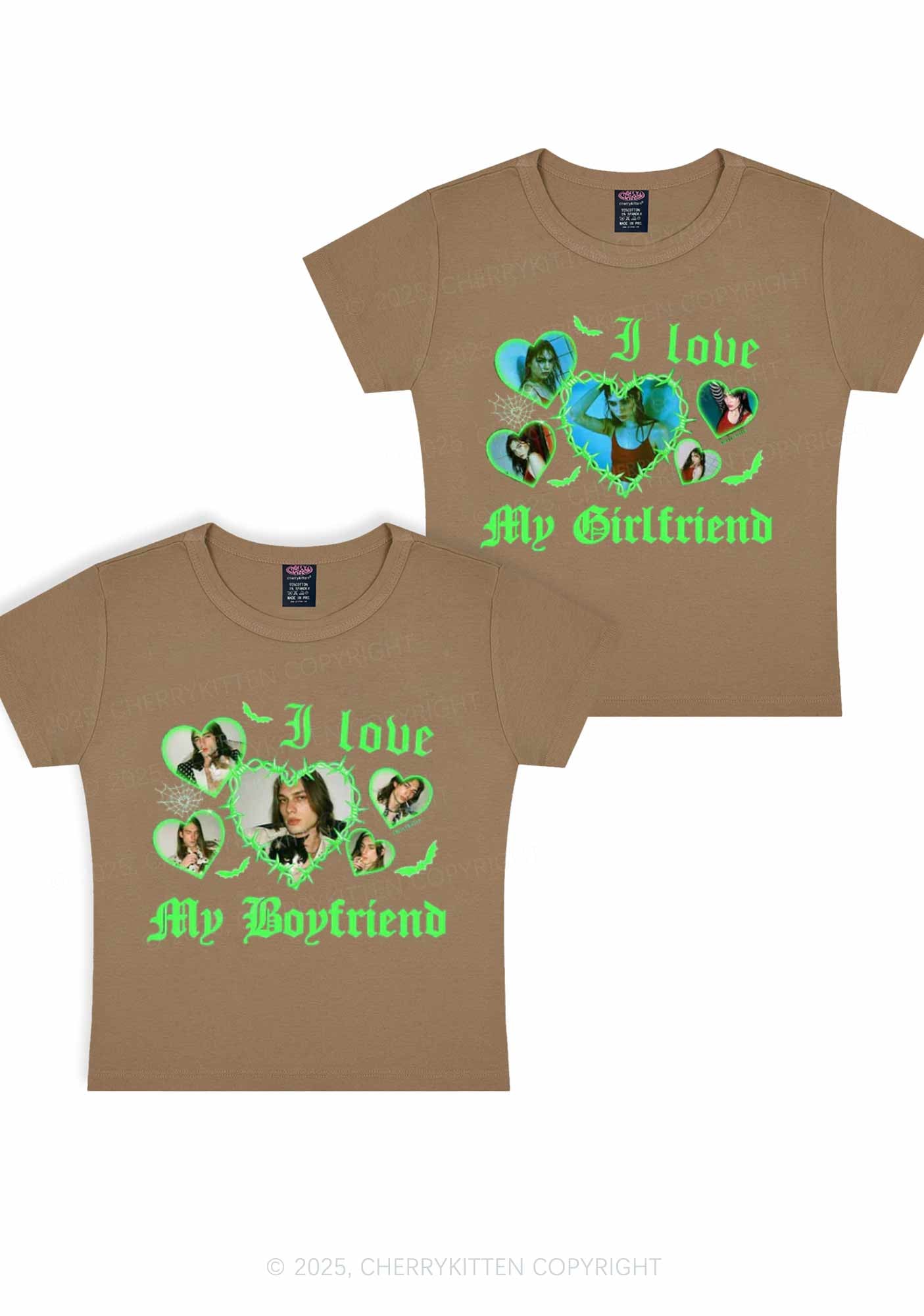 Custom Gothic GF BF Photos Y2K Valentine's Day Baby Tee Cherrykitten