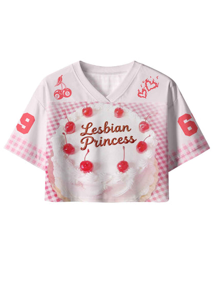 Lesbian Princess Cake Pink Plaid Pride Y2K Crop Sport Jersey Shirts Cherrykitten