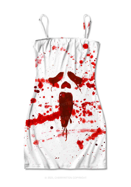 Halloween Bloody Ghost Y2K Print Slip Dress Cherrykitten