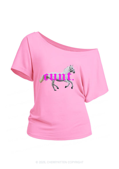 Cxxt Horse Y2K Off Shoulder Tee Cherrykitten