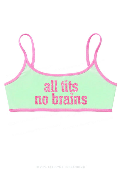 Glitter All Txts No Brains Star Y2K Super Crop Cami Cherrykitten