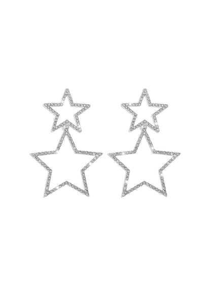 Pentagram Double Layer Fashion Rhinestone Earrings