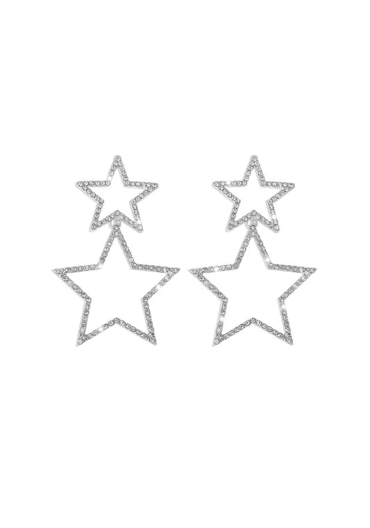 Pentagram Double Layer Fashion Rhinestone Earrings