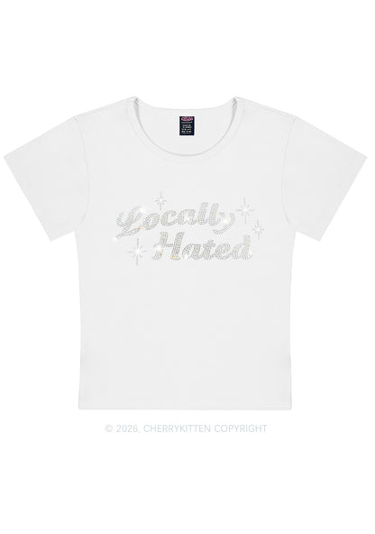Rhinestone Locally Hated Y2K Baby Tee Cherrykitten