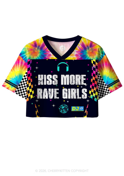 Kiss More Rave Girls Y2K Crop Sport Jersey Shirts Cherrykitten