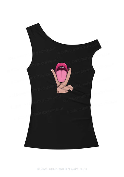 Lesbian Kissing Pride Y2K Off Shoulder Tank Top Cherrykitten