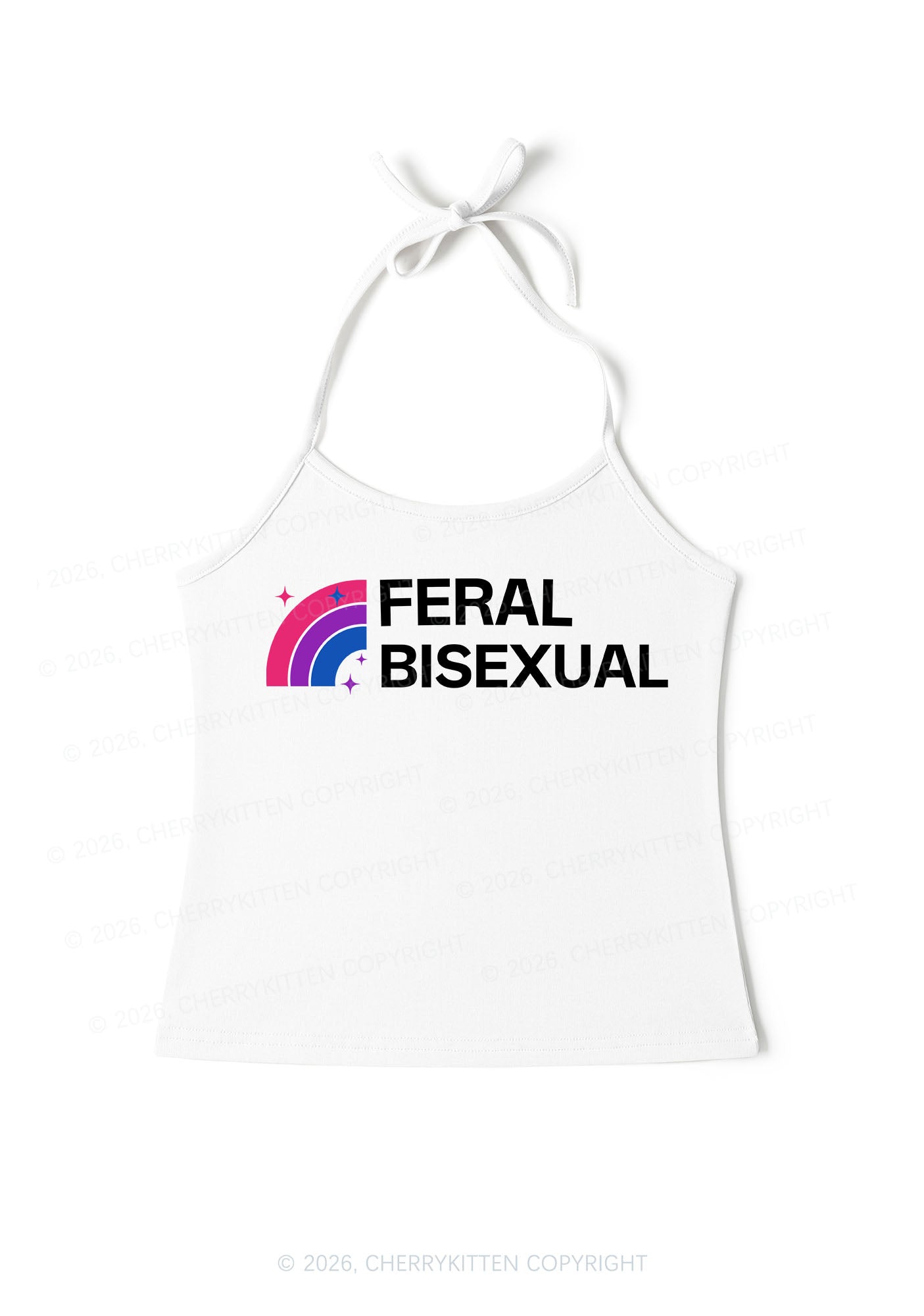 Feral Bisexual Pride Y2K Halter Neck Cami Cherrykitten