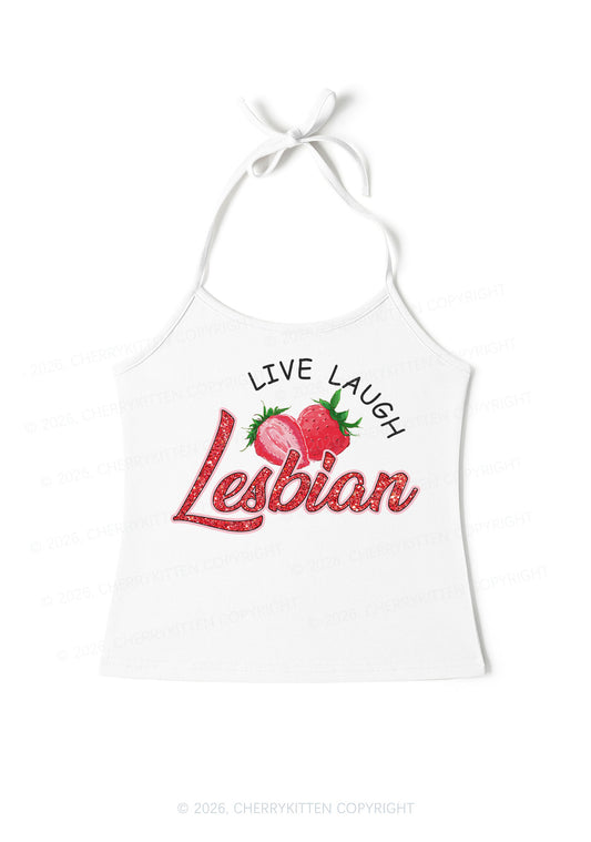 Live Love Lesbian Pride Y2K Halter Neck Cami Cherrykitten