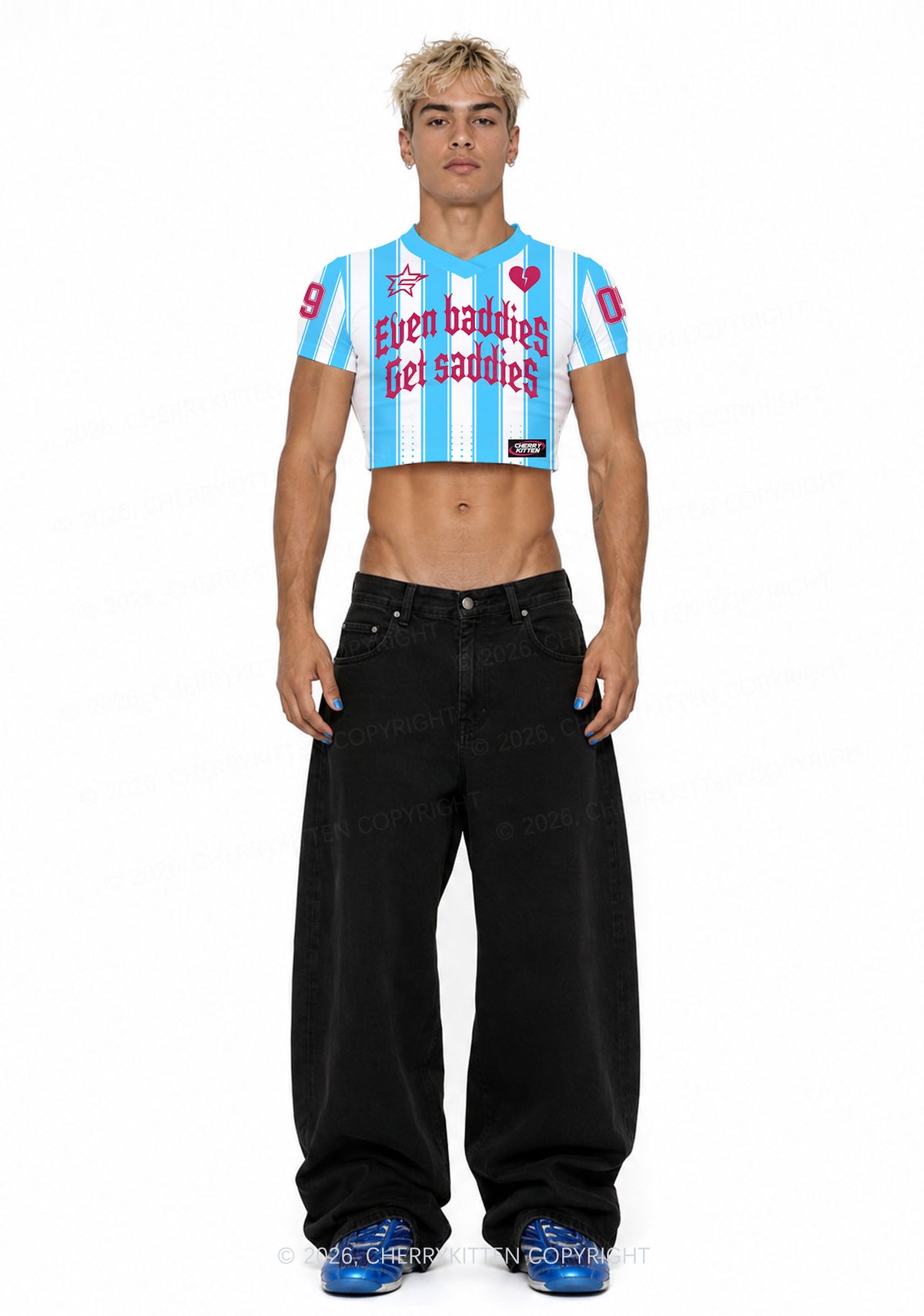 Even Baddies Get Saddies Y2K Crop Football Jersey Shirts Cherrykitten