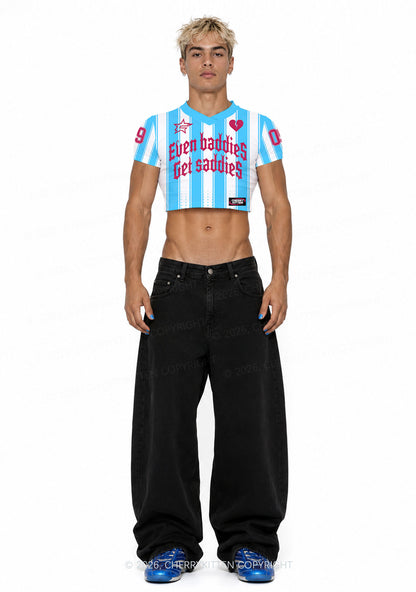 Even Baddies Get Saddies Y2K Crop Football Jersey Shirts Cherrykitten
