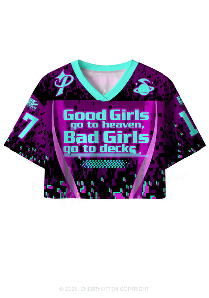 Bad Girls Go To Decks Y2K Crop Sport Jersey Shirts Cherrykitten