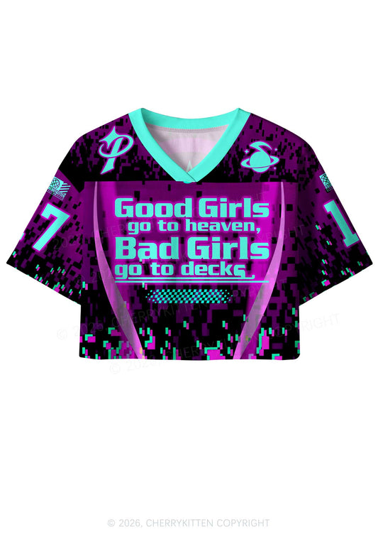 Bad Girls Go To Decks Y2K Crop Sport Jersey Shirts Cherrykitten
