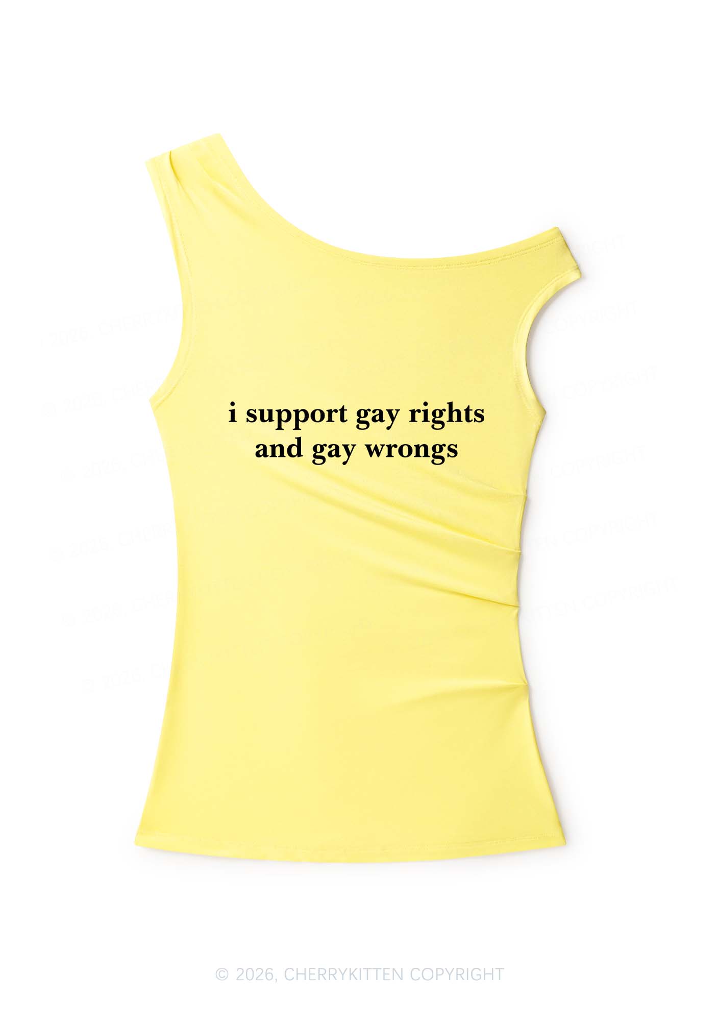 Support Gay Rights Pride Y2K Off Shoulder Tank Top Cherrykitten