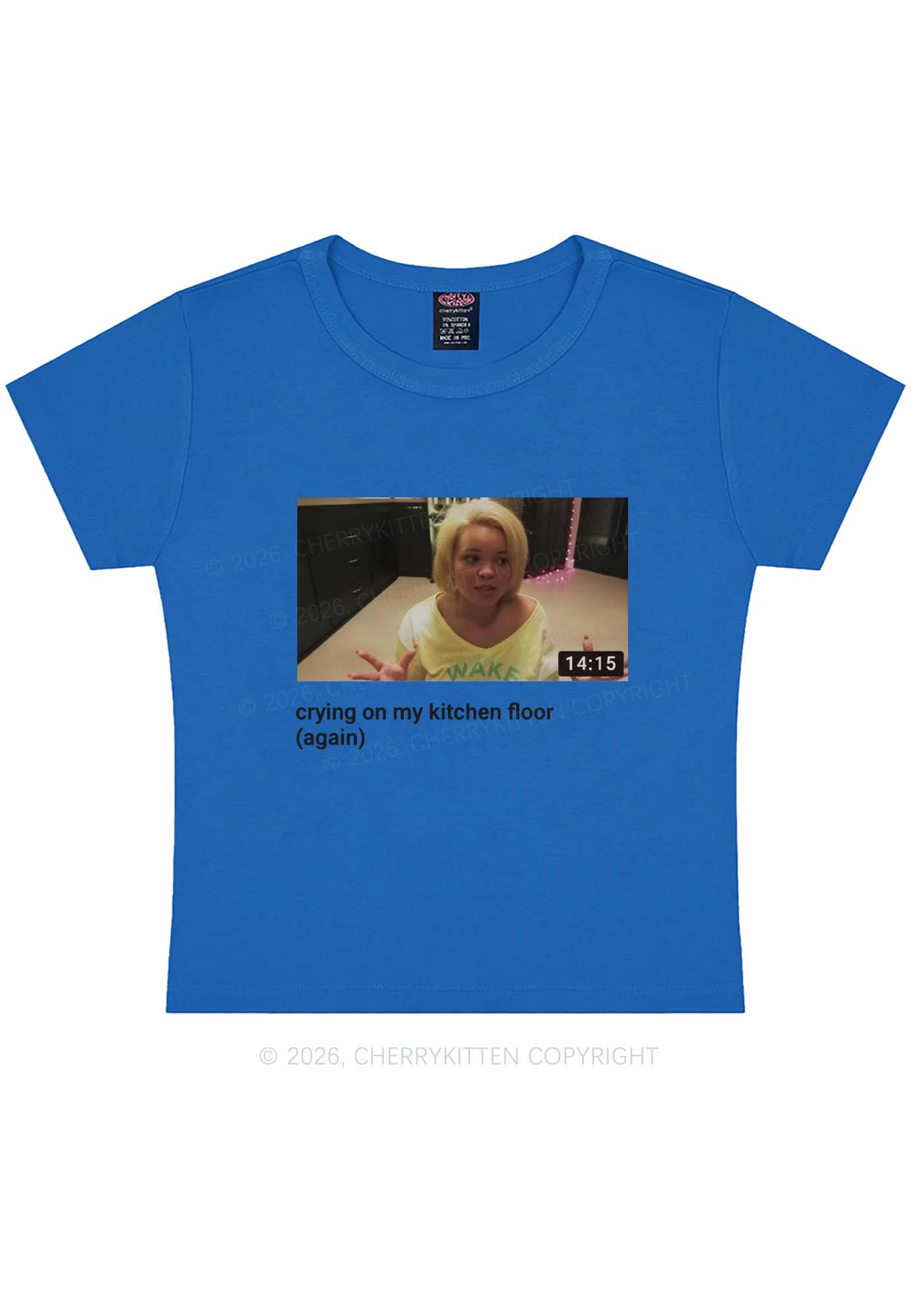 Crying On Kitchen Floor Y2K Baby Tee Cherrykitten