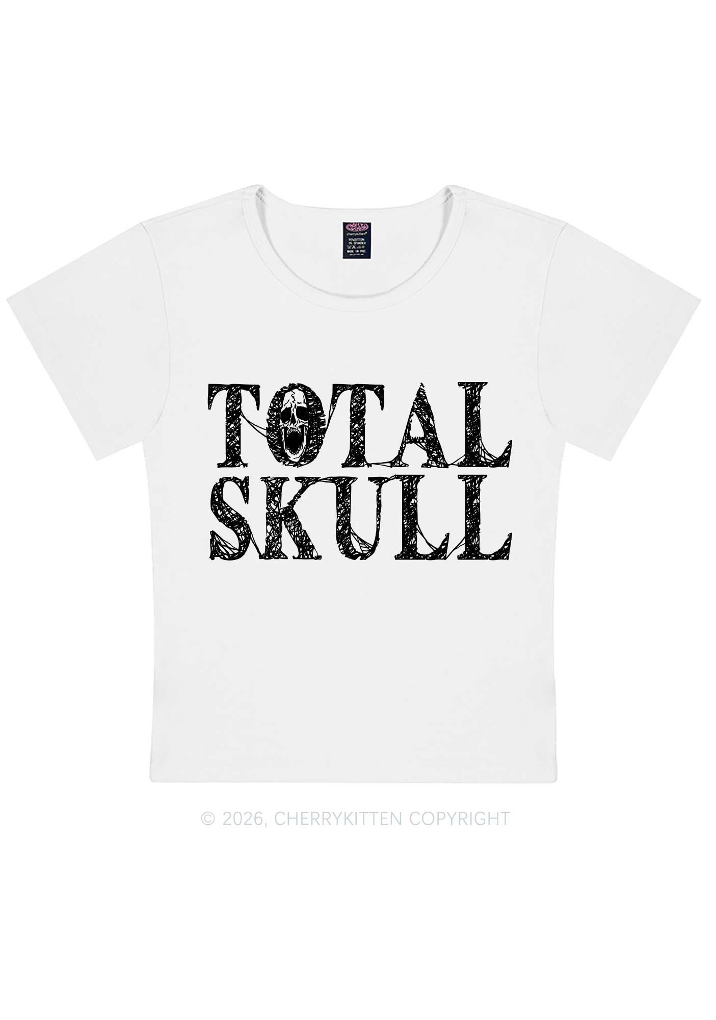 Halloween Total Skull Y2K Baby Tee Cherrykitten