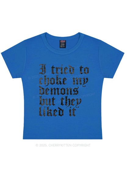 Halloween Choke Demons They Liked Y2K Baby Tee Cherrykitten